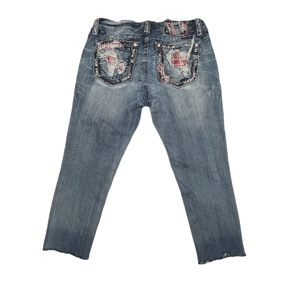 Miss Me Signature Skinny Capri Jeans 30 Distressed Studded Y2K Denim Patchwork